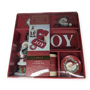 Holiday Hills 6 Piece Santa Counter Top Seasonal Set Decor NWT